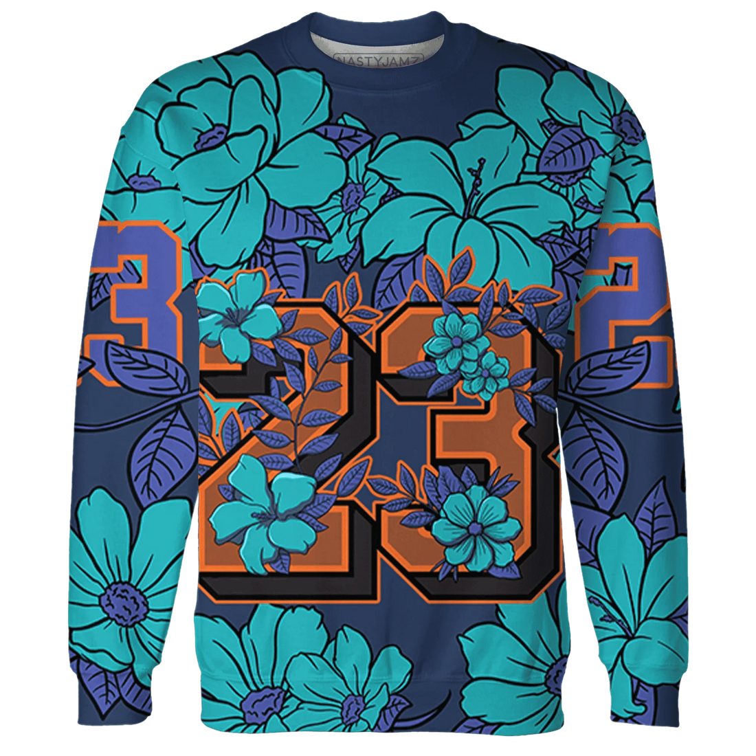 AM-Plus-Drift-Midnight-Navy-Total-Orange-Dusty-Cactus-Sweatshirt-Match-23-Floral-3D-Flower