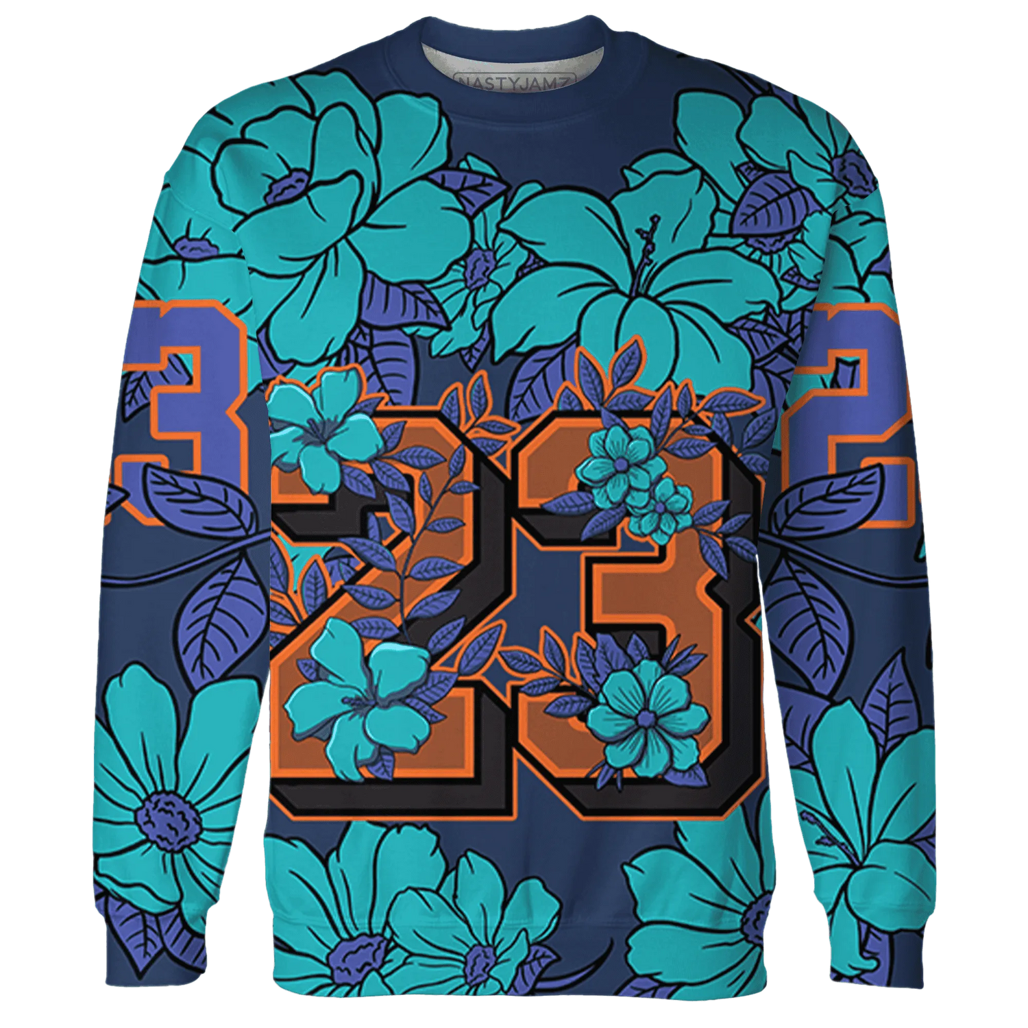 AM-Plus-Drift-Midnight-Navy-Total-Orange-Dusty-Cactus-Sweatshirt-Match-23-Floral-3D-Flower