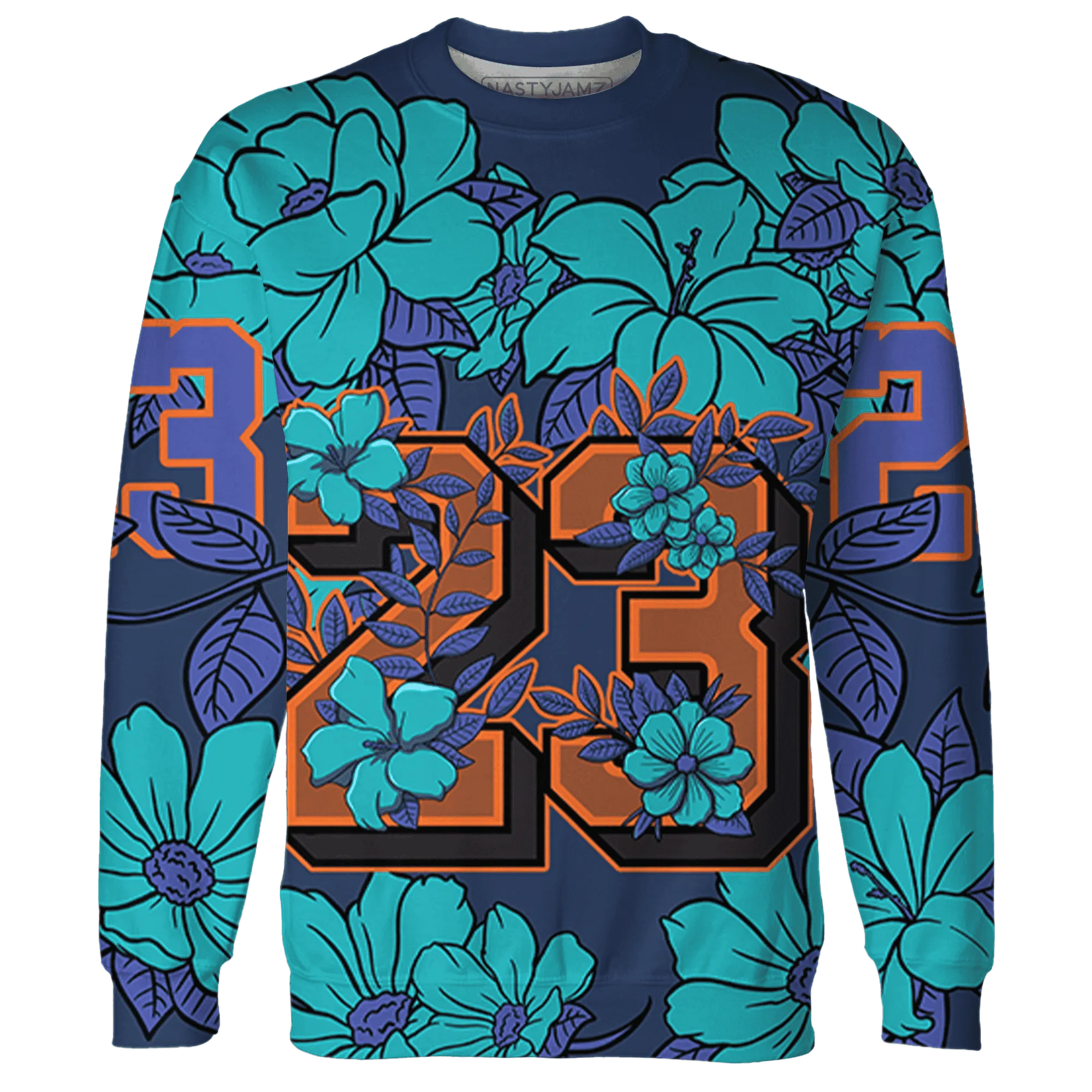 AM-Plus-Drift-Midnight-Navy-Total-Orange-Dusty-Cactus-Sweatshirt-Match-23-Floral-3D-Flower