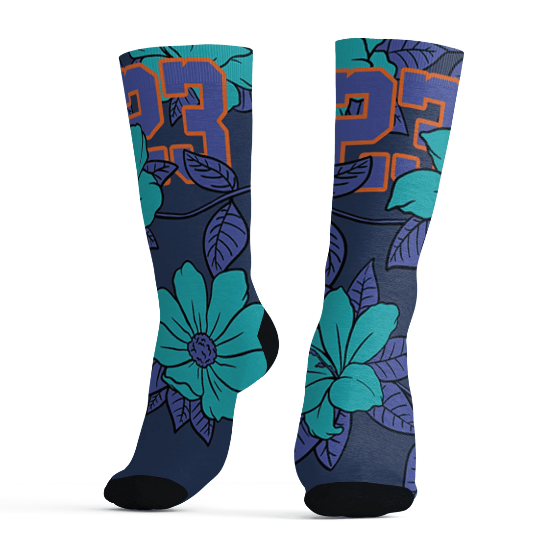 AM-Plus-Drift-Midnight-Navy-Total-Orange-Dusty-Cactus-Socks-Match-23-Floral-3D-Flower