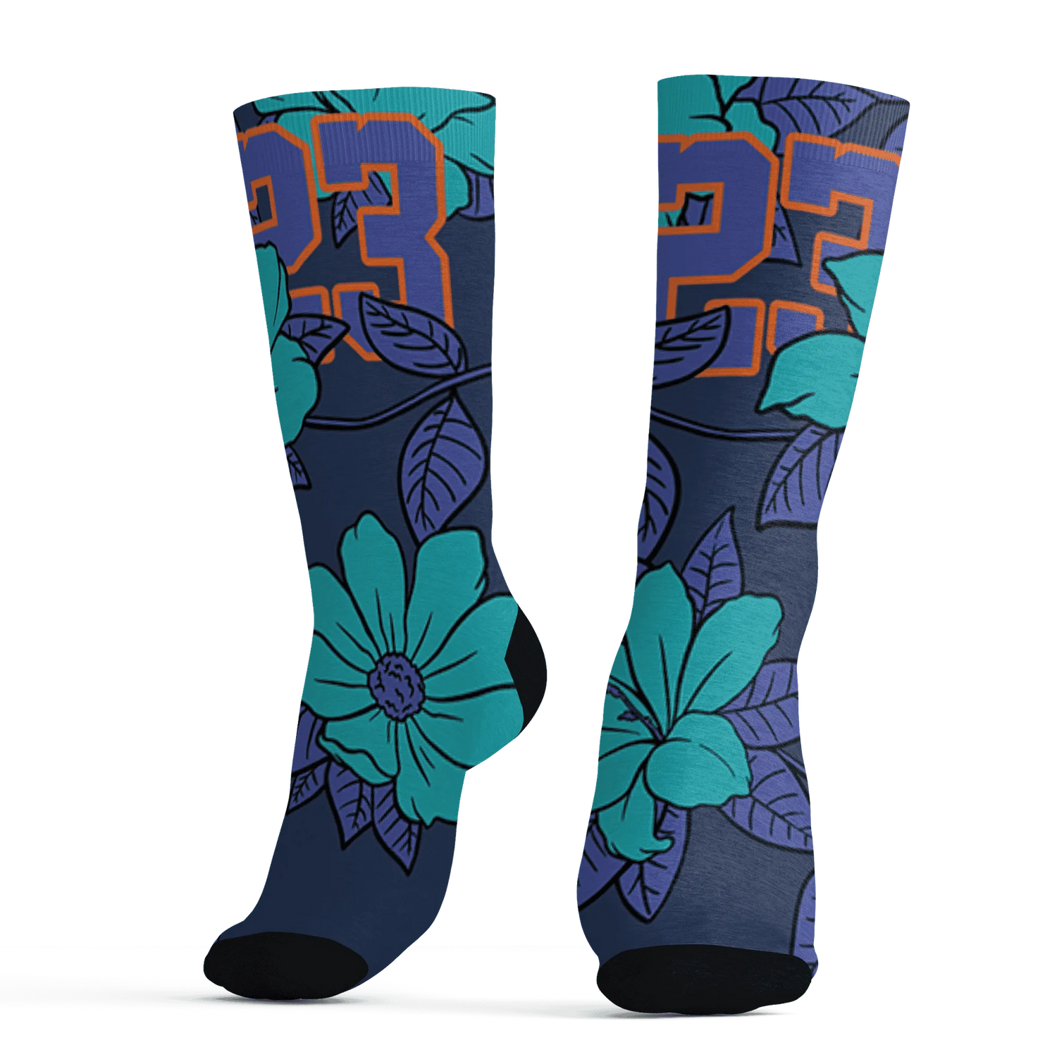 AM-Plus-Drift-Midnight-Navy-Total-Orange-Dusty-Cactus-Socks-Match-23-Floral-3D-Flower