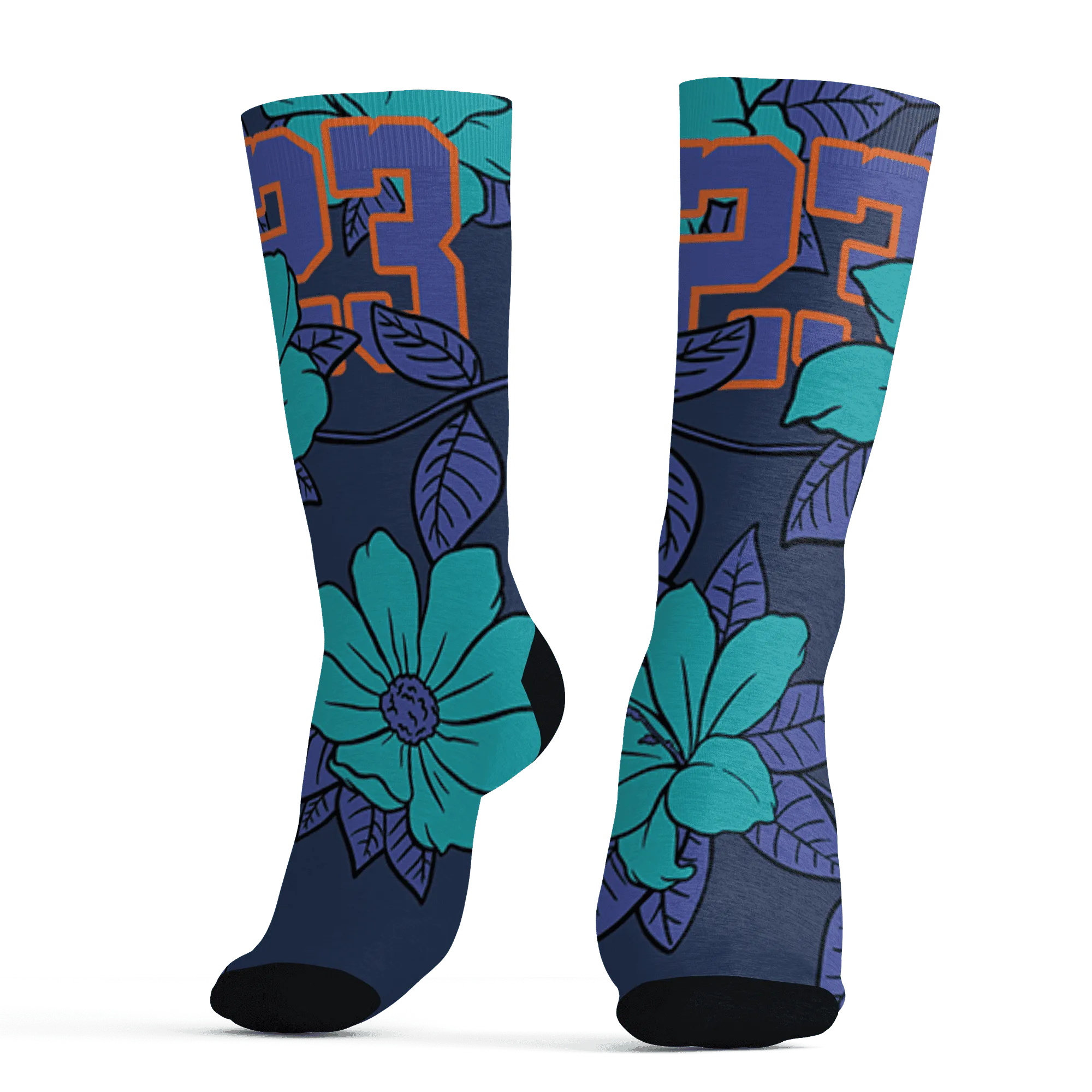 AM-Plus-Drift-Midnight-Navy-Total-Orange-Dusty-Cactus-Socks-Match-23-Floral-3D-Flower