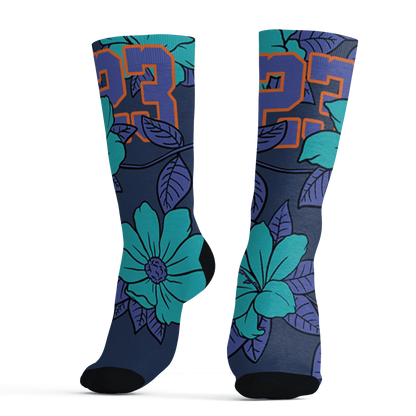 AM-Plus-Drift-Midnight-Navy-Total-Orange-Dusty-Cactus-Socks-Match-23-Floral-3D-Flower
