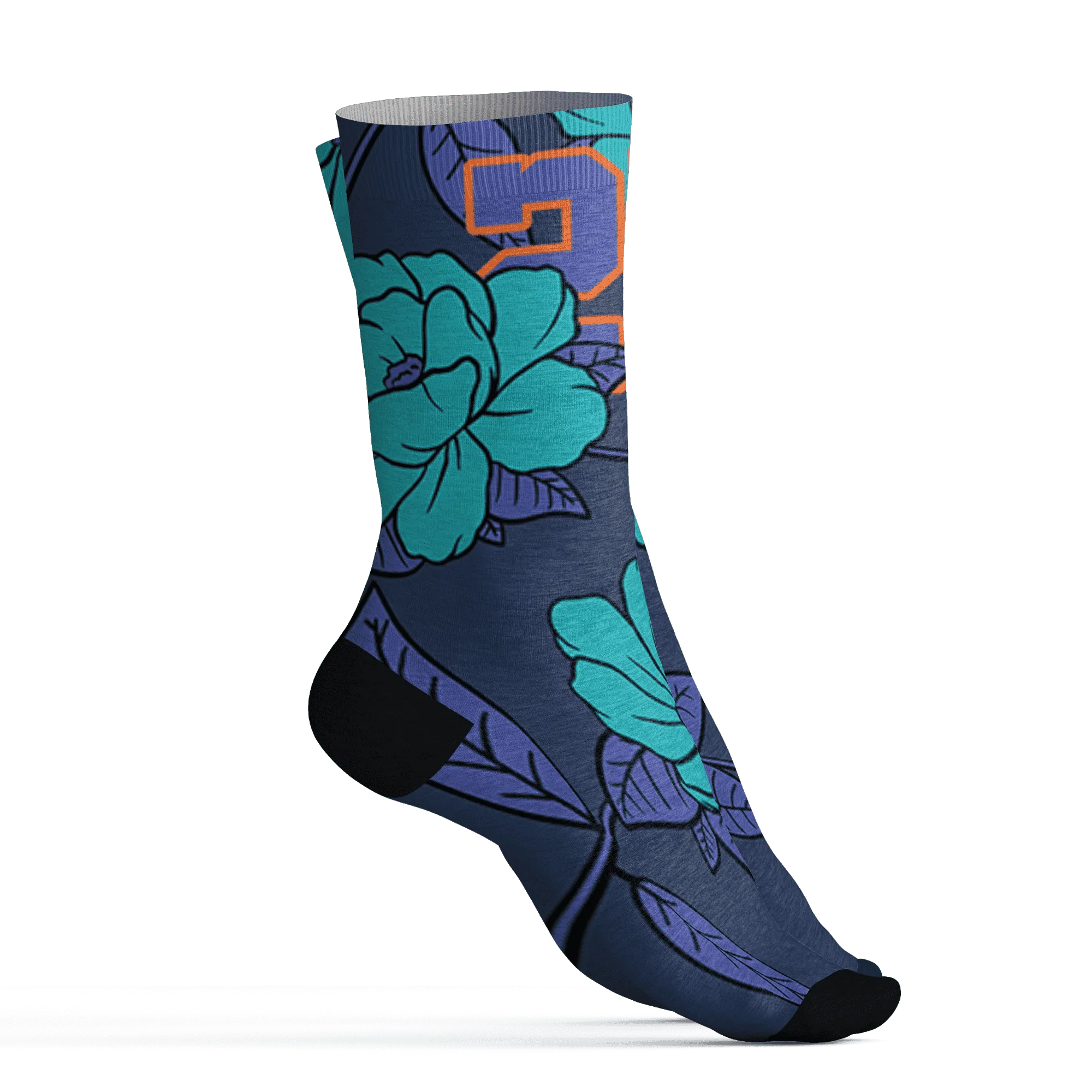 AM-Plus-Drift-Midnight-Navy-Total-Orange-Dusty-Cactus-Socks-Match-23-Floral-3D-Flower