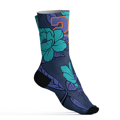 AM-Plus-Drift-Midnight-Navy-Total-Orange-Dusty-Cactus-Socks-Match-23-Floral-3D-Flower