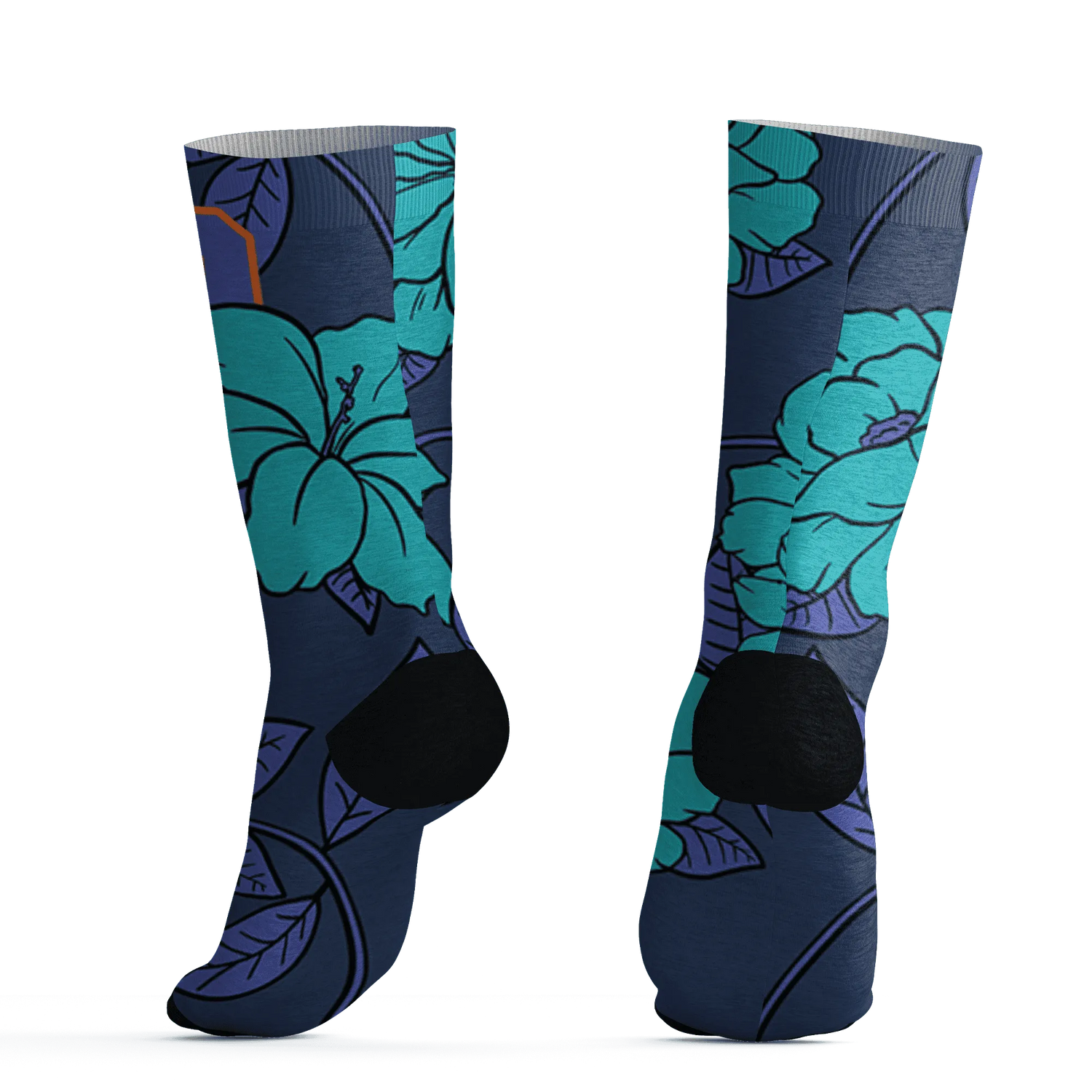 AM-Plus-Drift-Midnight-Navy-Total-Orange-Dusty-Cactus-Socks-Match-23-Floral-3D-Flower
