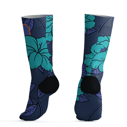 AM-Plus-Drift-Midnight-Navy-Total-Orange-Dusty-Cactus-Socks-Match-23-Floral-3D-Flower