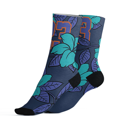 AM-Plus-Drift-Midnight-Navy-Total-Orange-Dusty-Cactus-Socks-Match-23-Floral-3D-Flower