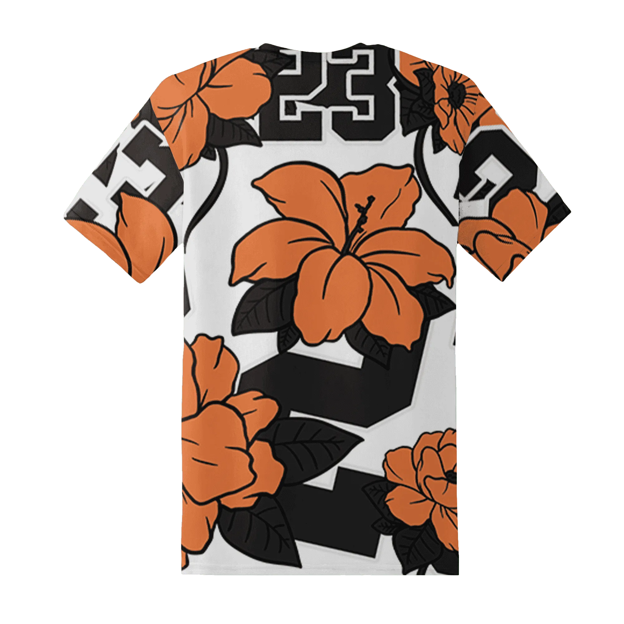 AM-TW-White-Orange-T-Shirt-Match-23-Floral-3D-Flower