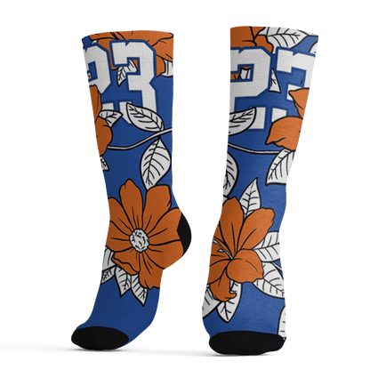 Dunk Low Knicks Socks Match 23 Floral 3D All-Over Print Flower - NastyJamz