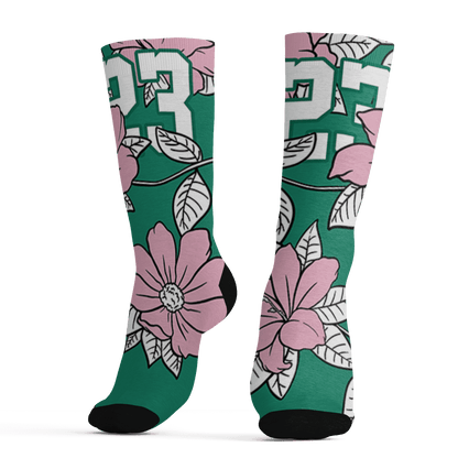 Dunk-Pink-Malachite-Medium-Soft-Low-Sail-Socks-Match-23-Floral-3D-Flower