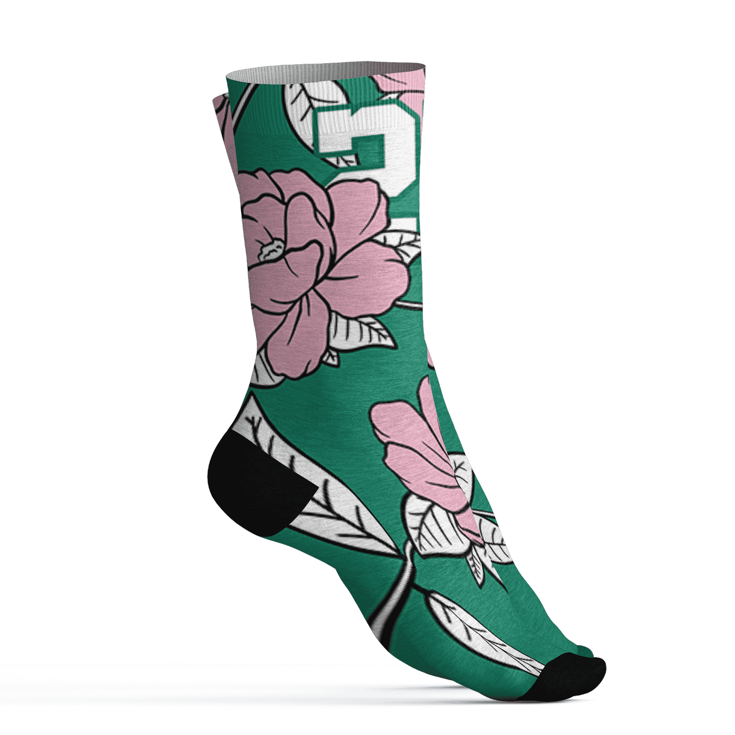 Dunk-Pink-Malachite-Medium-Soft-Low-Sail-Socks-Match-23-Floral-3D-Flower