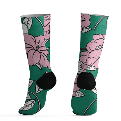 Dunk-Pink-Malachite-Medium-Soft-Low-Sail-Socks-Match-23-Floral-3D-Flower