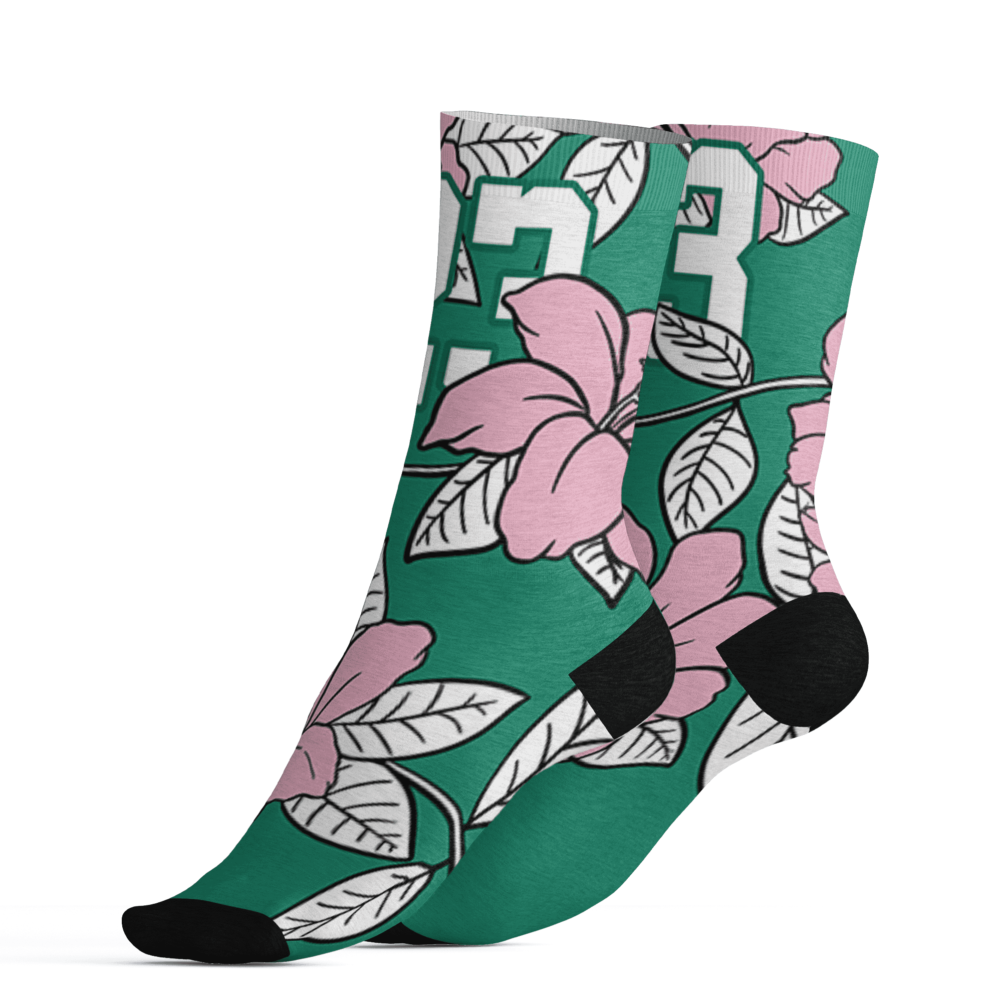 Dunk-Pink-Malachite-Medium-Soft-Low-Sail-Socks-Match-23-Floral-3D-Flower