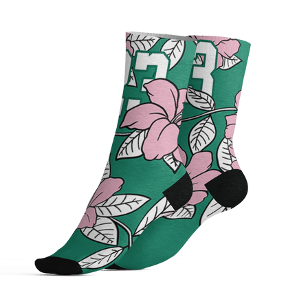 Dunk-Pink-Malachite-Medium-Soft-Low-Sail-Socks-Match-23-Floral-3D-Flower