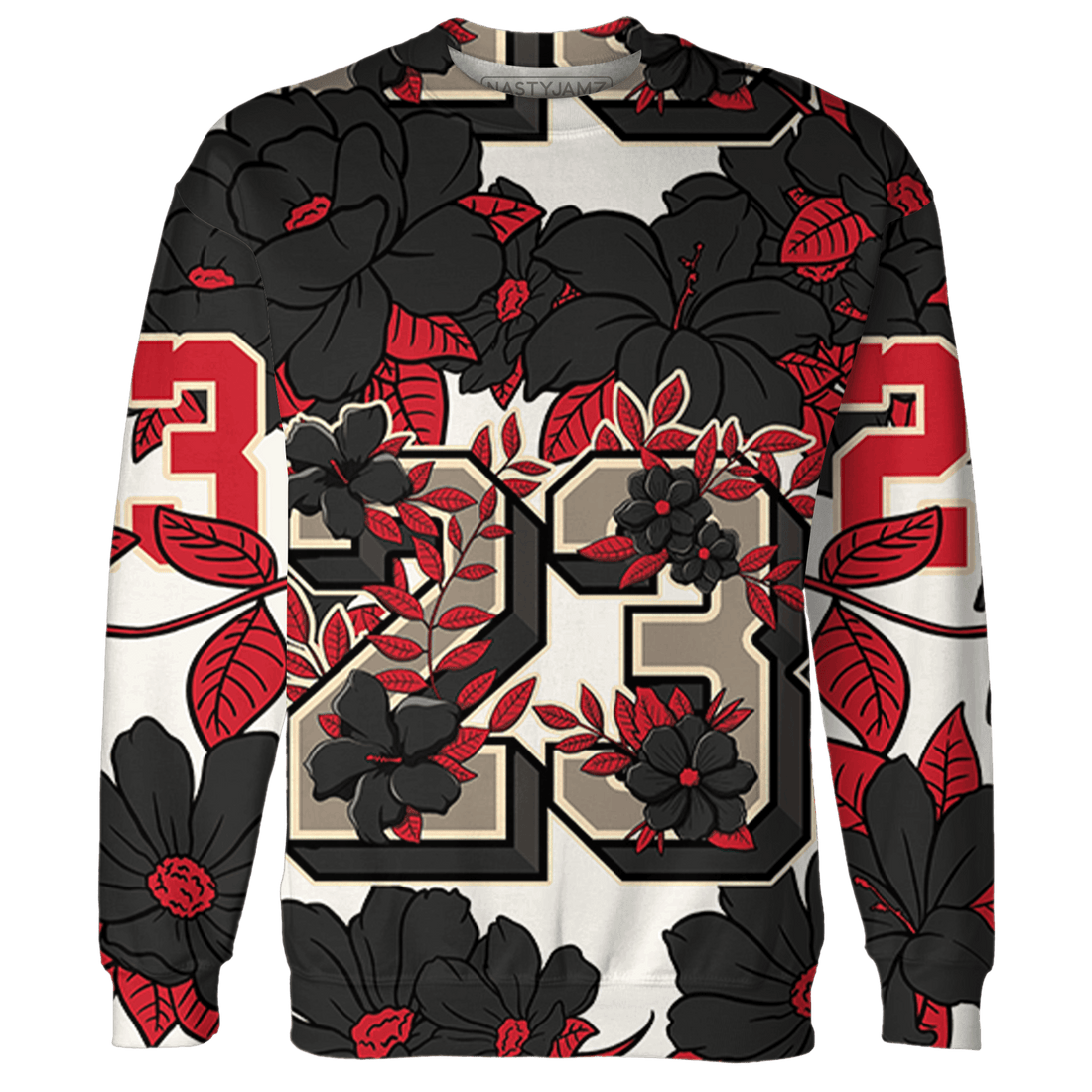 Jumman Jack University Red Sweatshirt Match 23 Floral 3D All-Over Print Flower - NastyJamz
