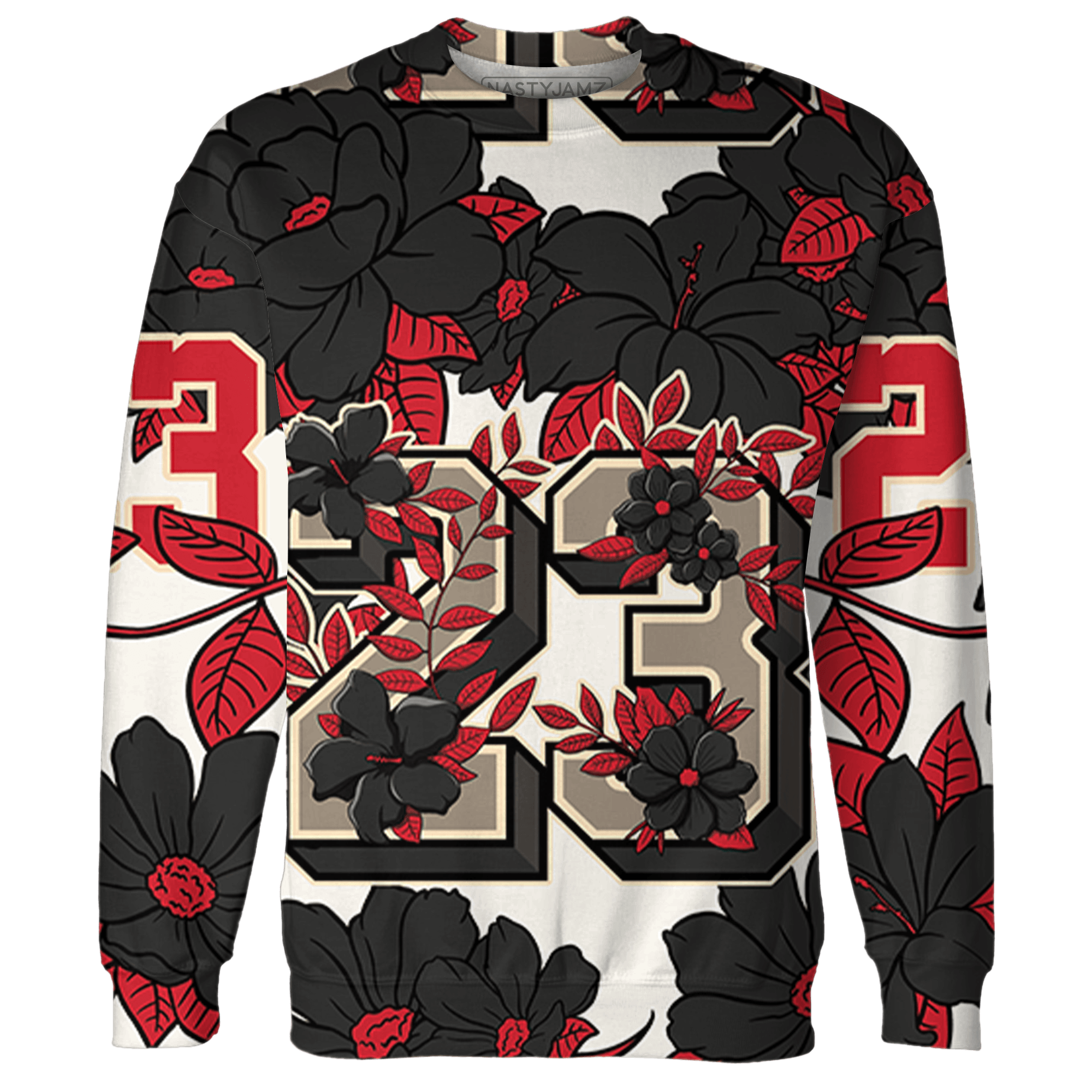 Jumman Jack University Red Sweatshirt Match 23 Floral 3D All-Over Print Flower - NastyJamz