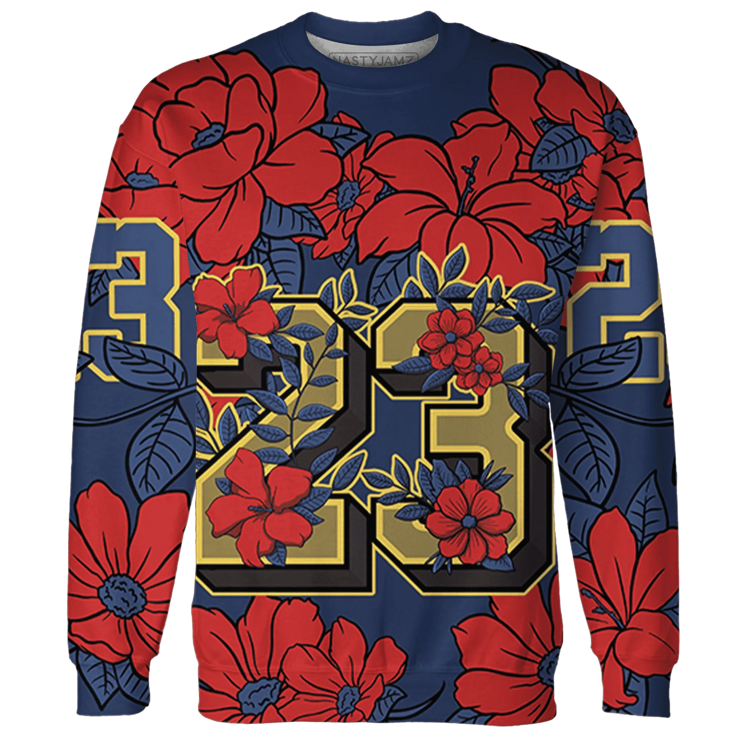 VaporMax-Air-Plus-Midnight-Navy-Gold-Black-Sweatshirt-Match-23-Floral-3D-Flower