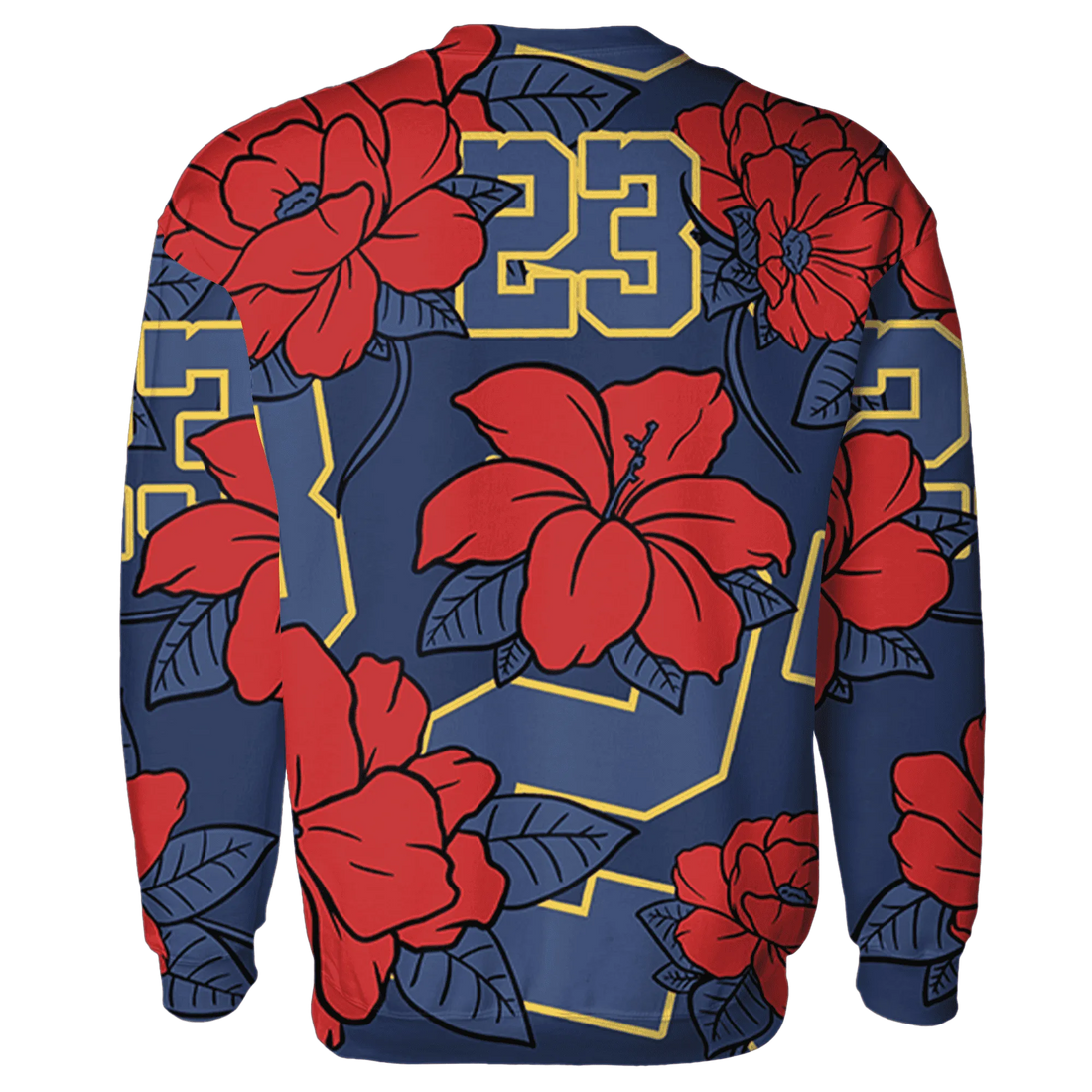 VaporMax-Air-Plus-Midnight-Navy-Gold-Black-Sweatshirt-Match-23-Floral-3D-Flower
