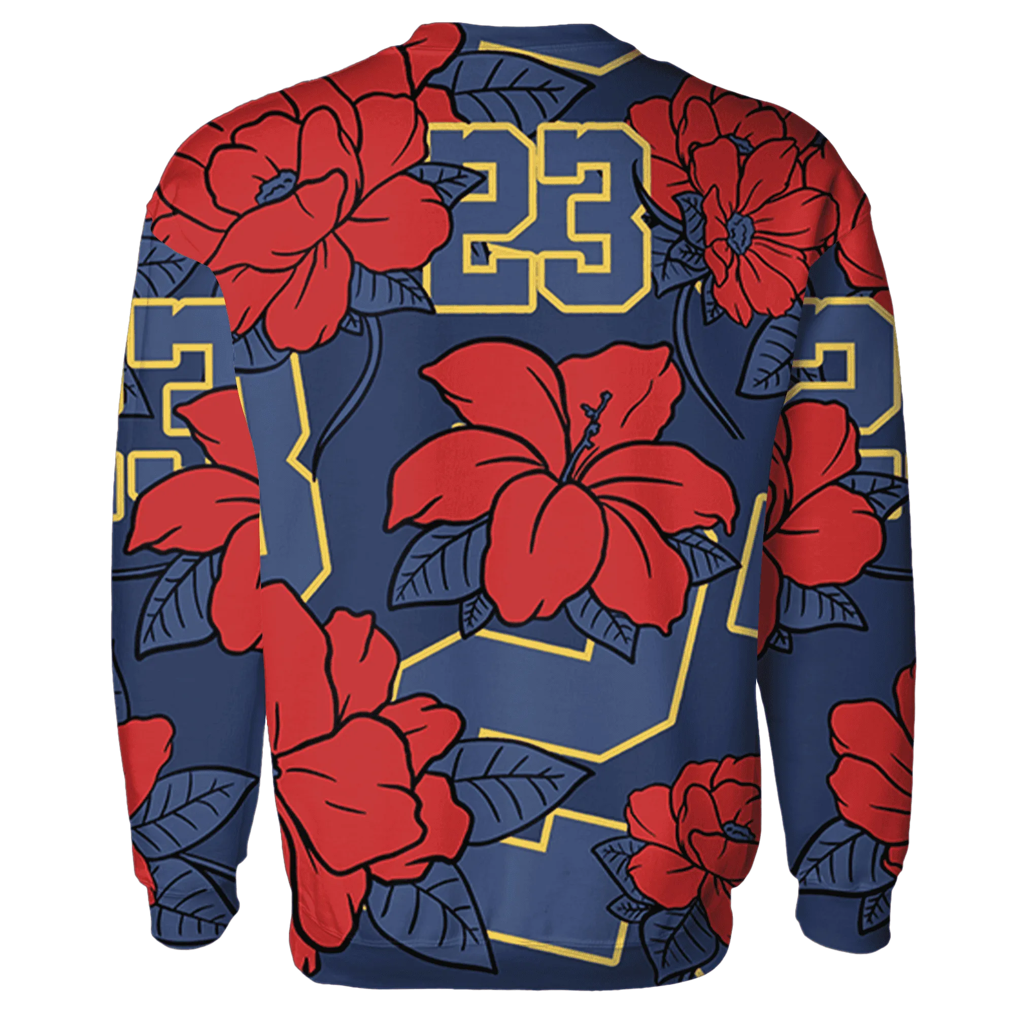 VaporMax-Air-Plus-Midnight-Navy-Gold-Black-Sweatshirt-Match-23-Floral-3D-Flower