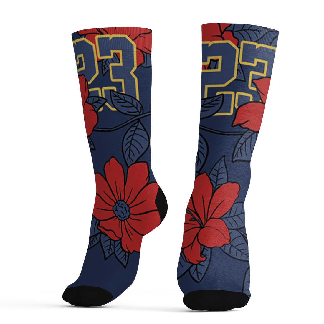 VaporMax-Air-Plus-Midnight-Navy-Gold-Black-Socks-Match-23-Floral-3D-Flower