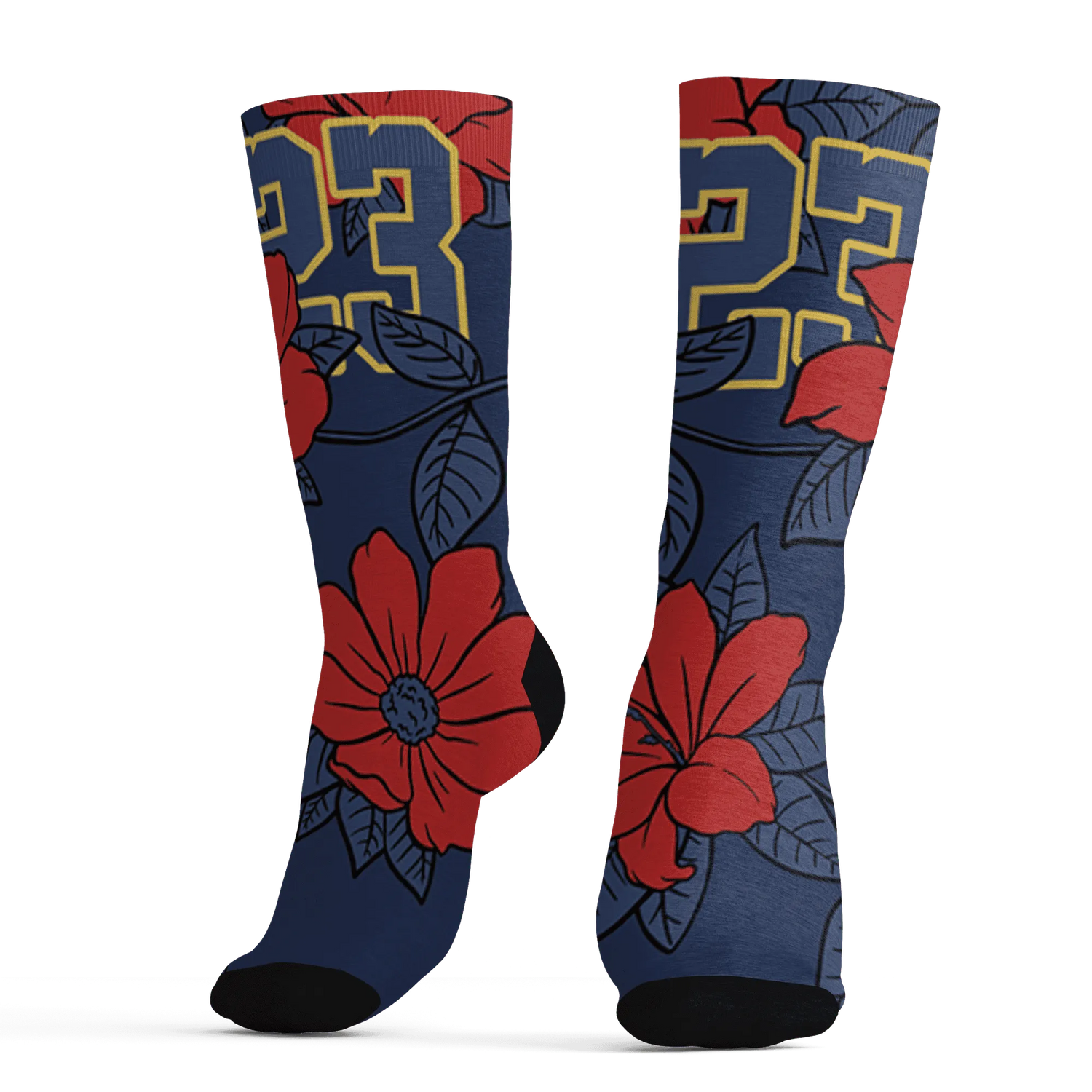 VaporMax-Air-Plus-Midnight-Navy-Gold-Black-Socks-Match-23-Floral-3D-Flower
