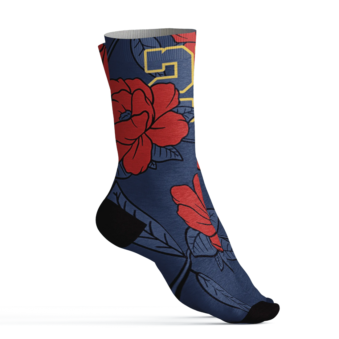 VaporMax-Air-Plus-Midnight-Navy-Gold-Black-Socks-Match-23-Floral-3D-Flower