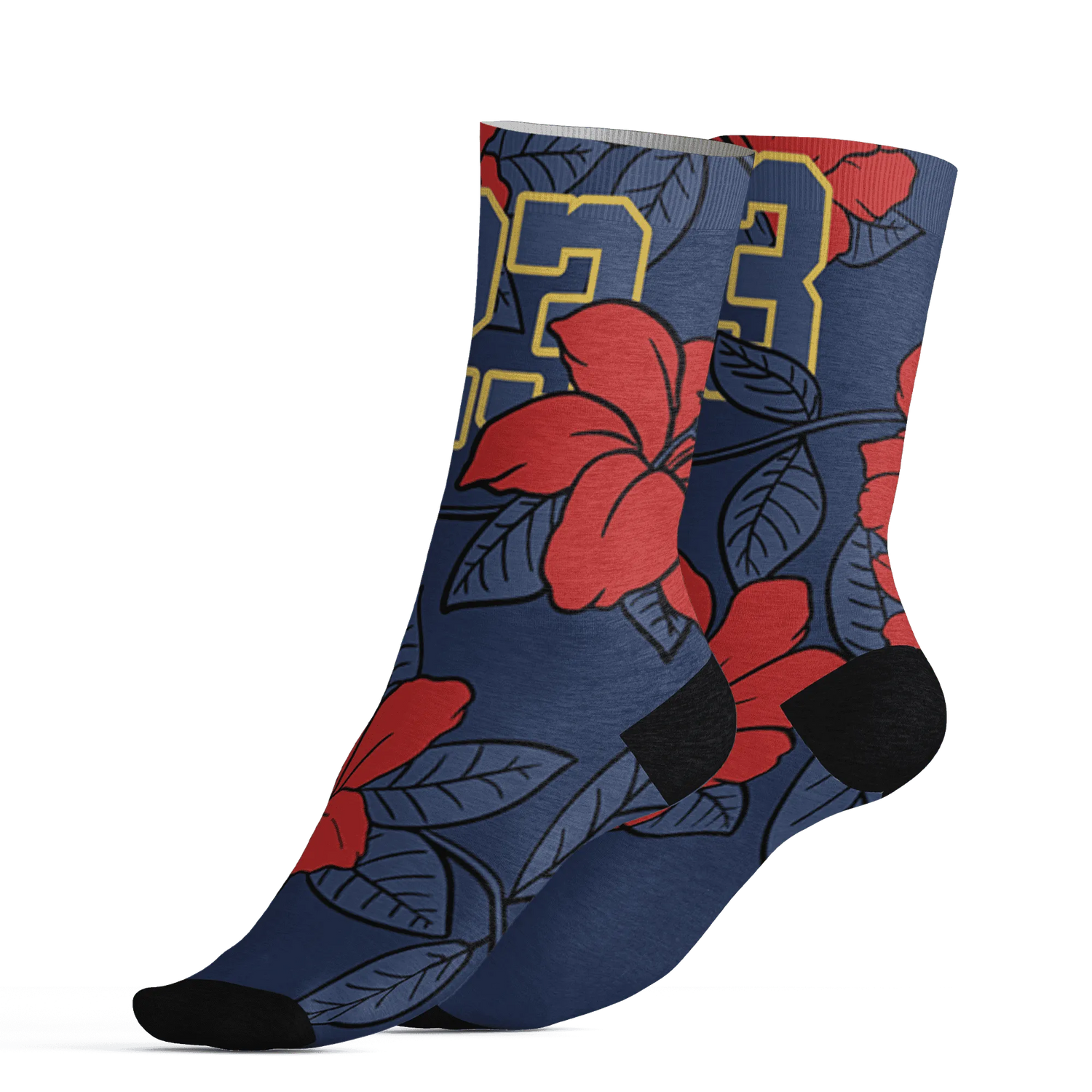 VaporMax-Air-Plus-Midnight-Navy-Gold-Black-Socks-Match-23-Floral-3D-Flower