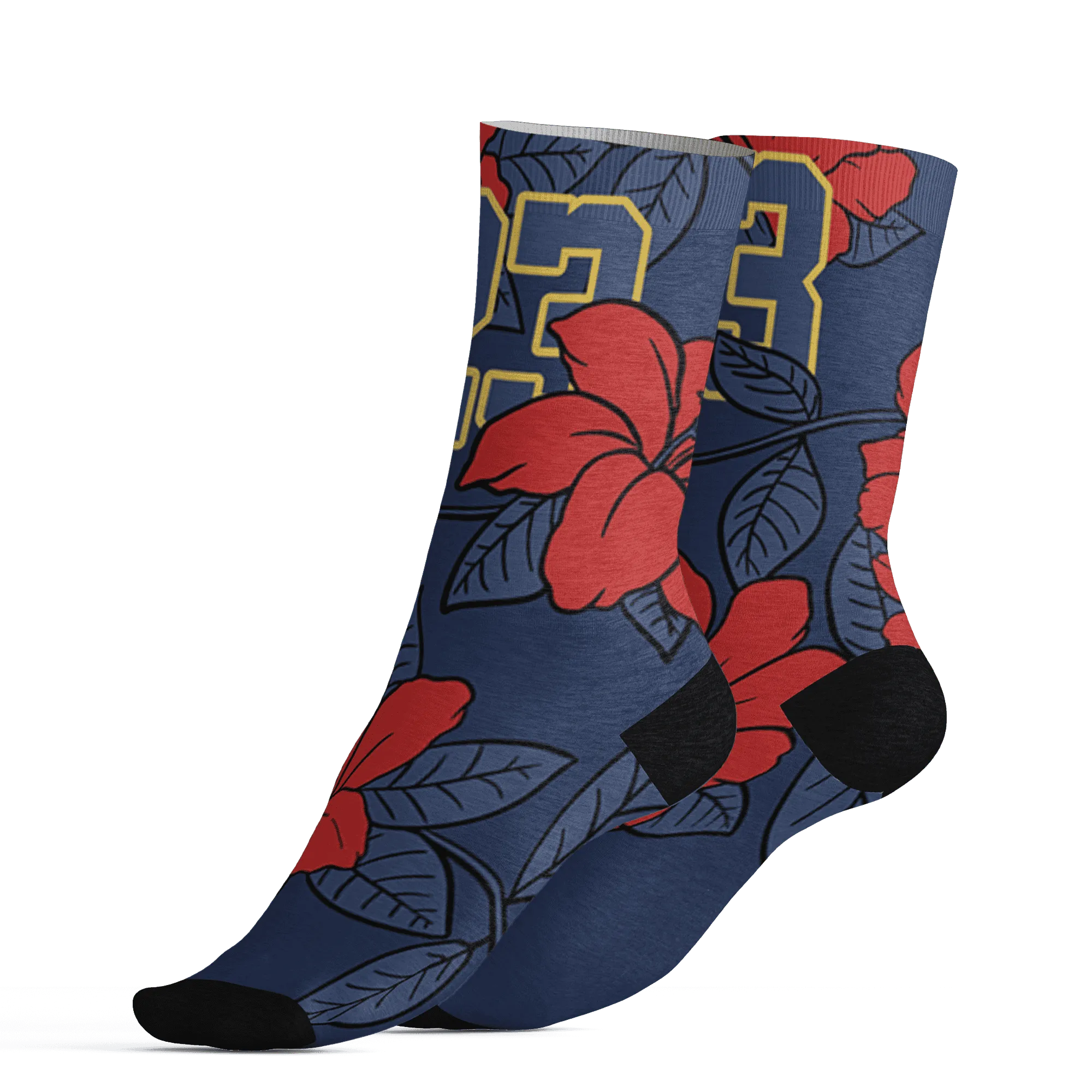 VaporMax-Air-Plus-Midnight-Navy-Gold-Black-Socks-Match-23-Floral-3D-Flower