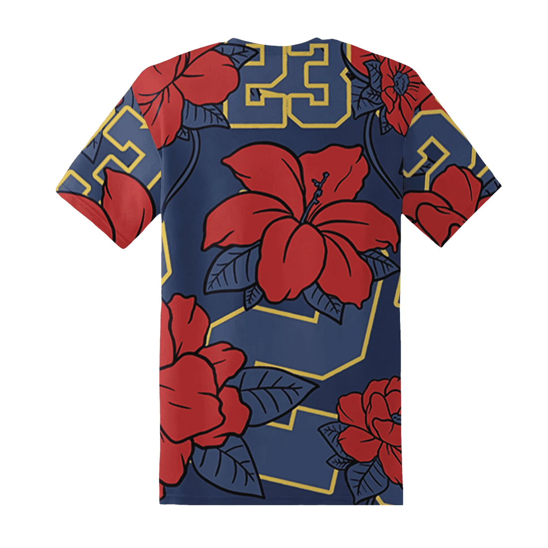 VaporMax-Air-Plus-Midnight-Navy-Gold-Black-T-Shirt-Match-23-Floral-3D-Flower