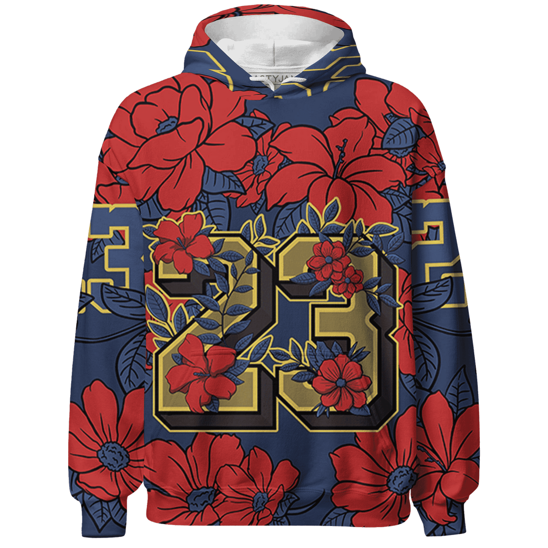 VaporMax-Air-Plus-Midnight-Navy-Gold-Black-Hoodie-Match-23-Floral-3D-Flower