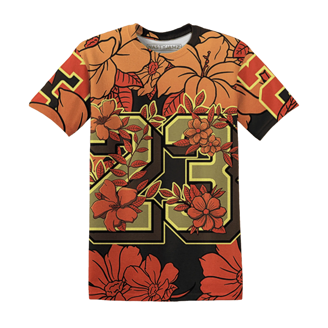 VaporMax-Crimson-Total-Orange-Plus-T-Shirt-Match-23-Floral-3D-Flower