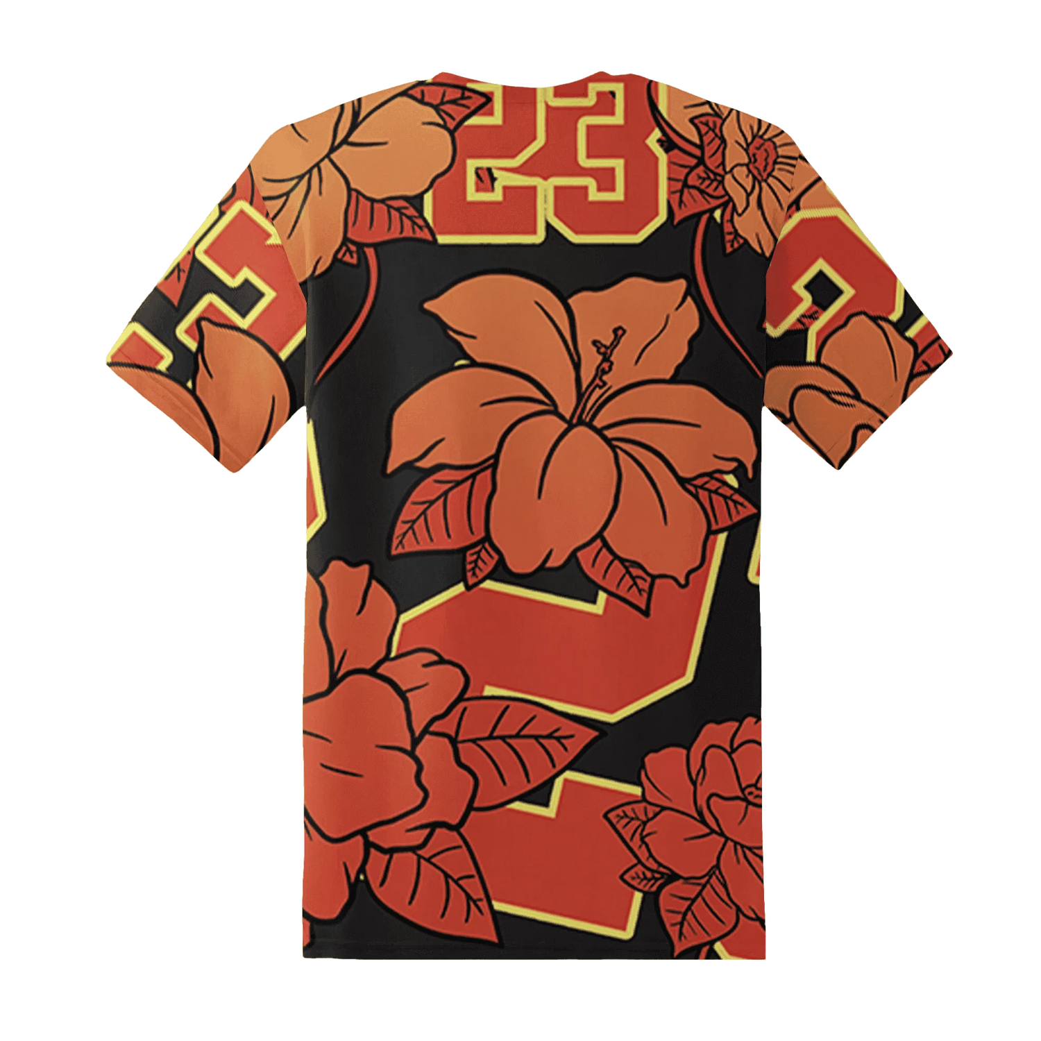 VaporMax-Crimson-Total-Orange-Plus-T-Shirt-Match-23-Floral-3D-Flower