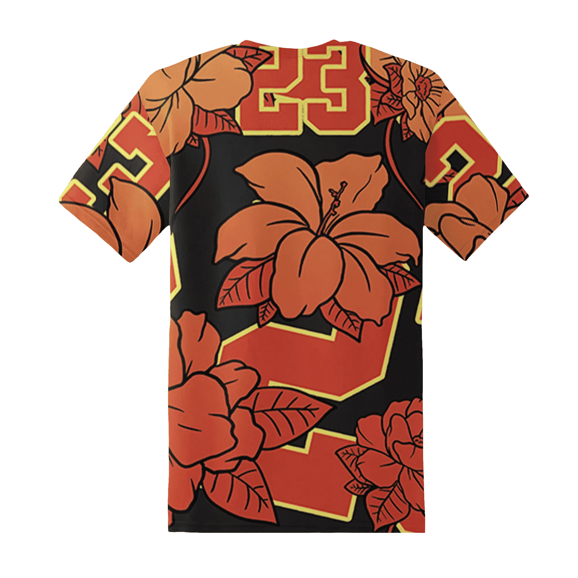 VaporMax-Crimson-Total-Orange-Plus-T-Shirt-Match-23-Floral-3D-Flower