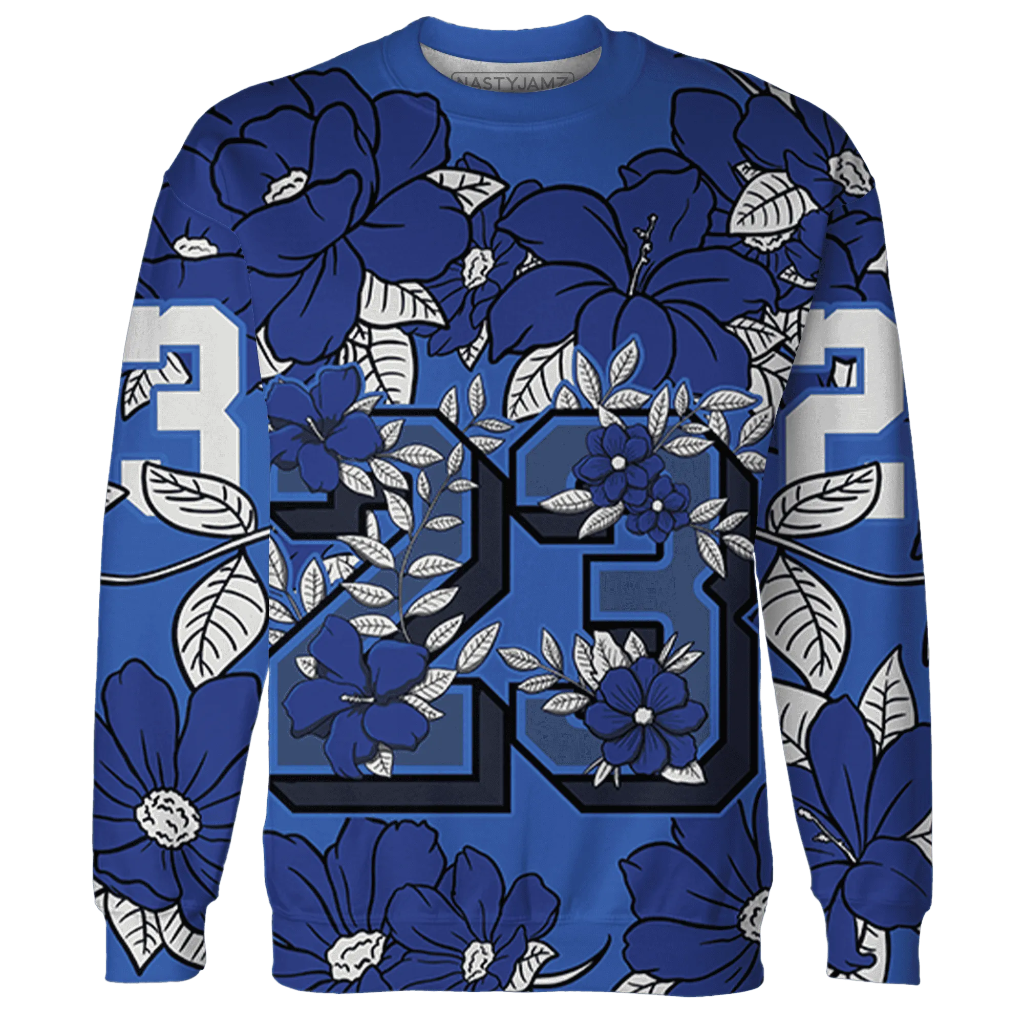 VaporMax-Game-Royal-Blue-Sweatshirt-Match-23-Floral-3D-Flower