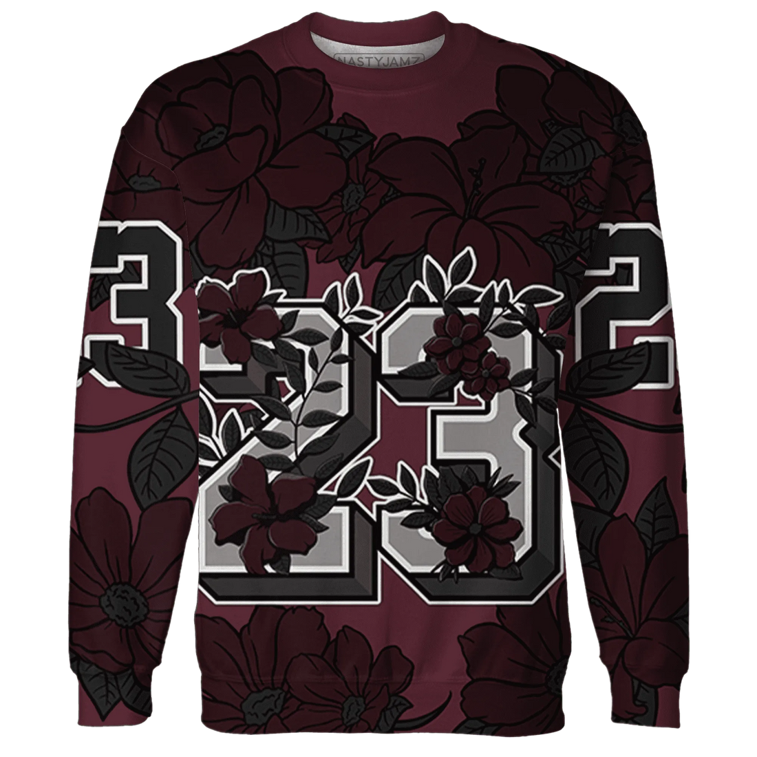 VaporMax-Night-Maron-Burgundy-Sweatshirt-Match-23-Floral-3D-Flower