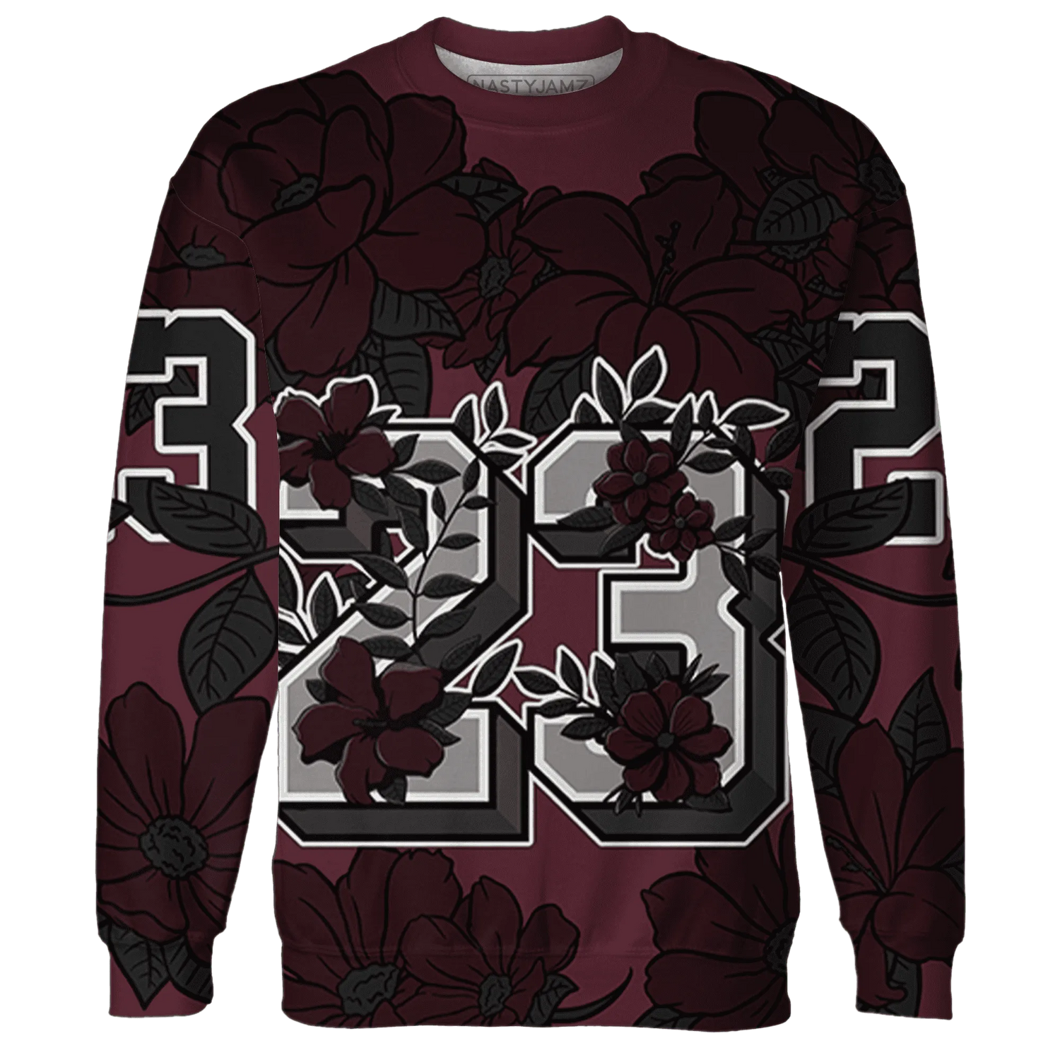VaporMax-Night-Maron-Burgundy-Sweatshirt-Match-23-Floral-3D-Flower