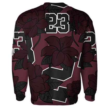VaporMax-Night-Maron-Burgundy-Sweatshirt-Match-23-Floral-3D-Flower
