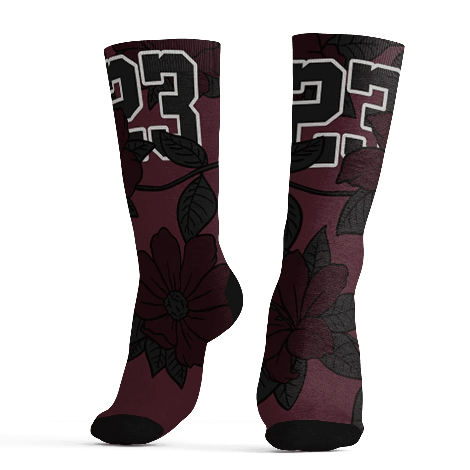 VaporMax-Night-Maron-Burgundy-Socks-Match-23-Floral-3D-Flower