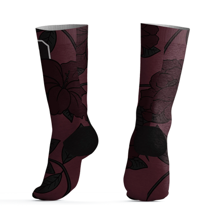 VaporMax-Night-Maron-Burgundy-Socks-Match-23-Floral-3D-Flower