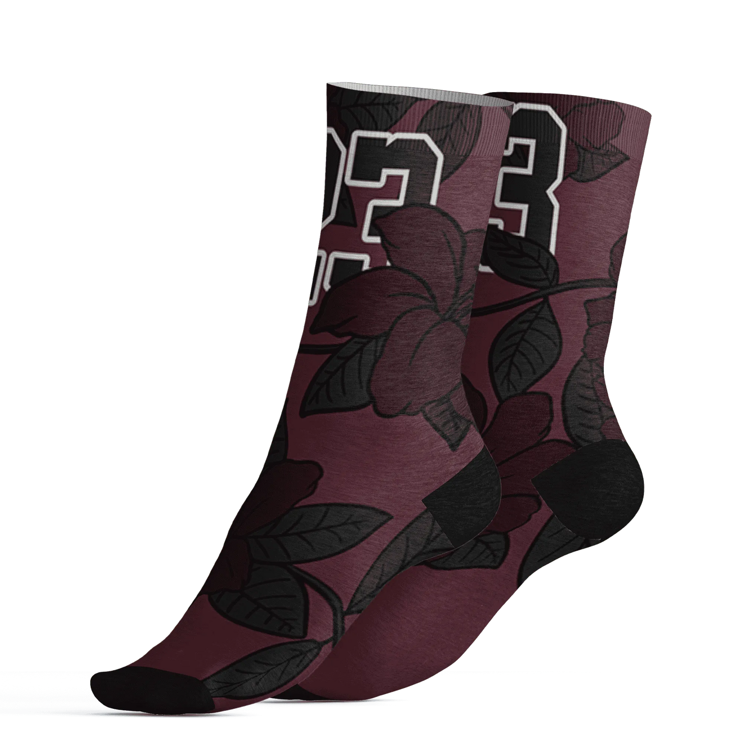 VaporMax-Night-Maron-Burgundy-Socks-Match-23-Floral-3D-Flower