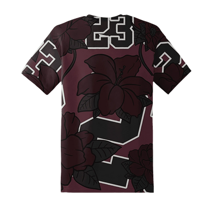 VaporMax-Night-Maron-Burgundy-T-Shirt-Match-23-Floral-3D-Flower