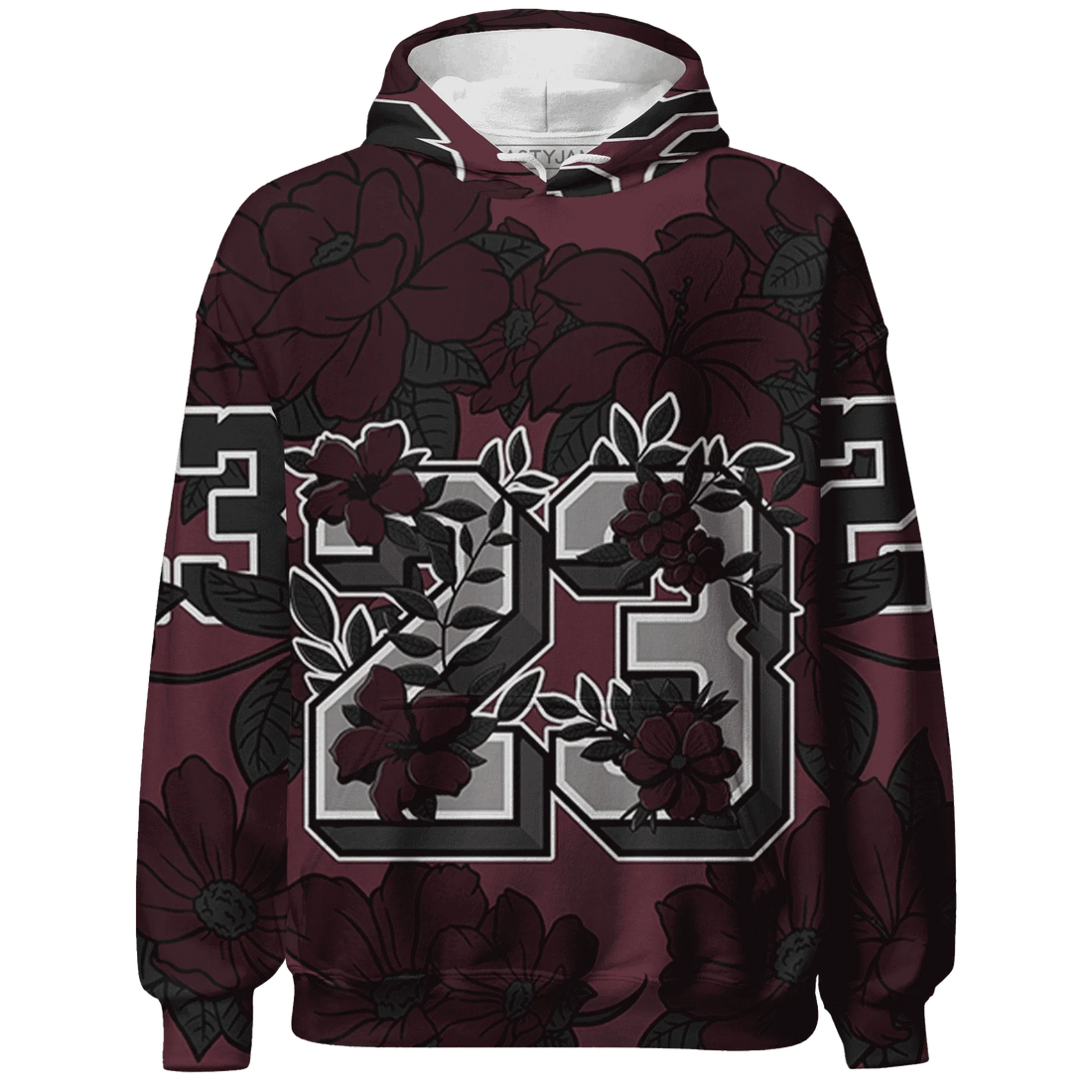 VaporMax-Night-Maron-Burgundy-Hoodie-Match-23-Floral-3D-Flower