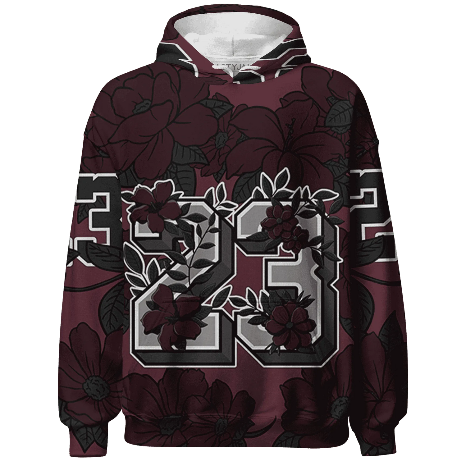 VaporMax-Night-Maron-Burgundy-Hoodie-Match-23-Floral-3D-Flower