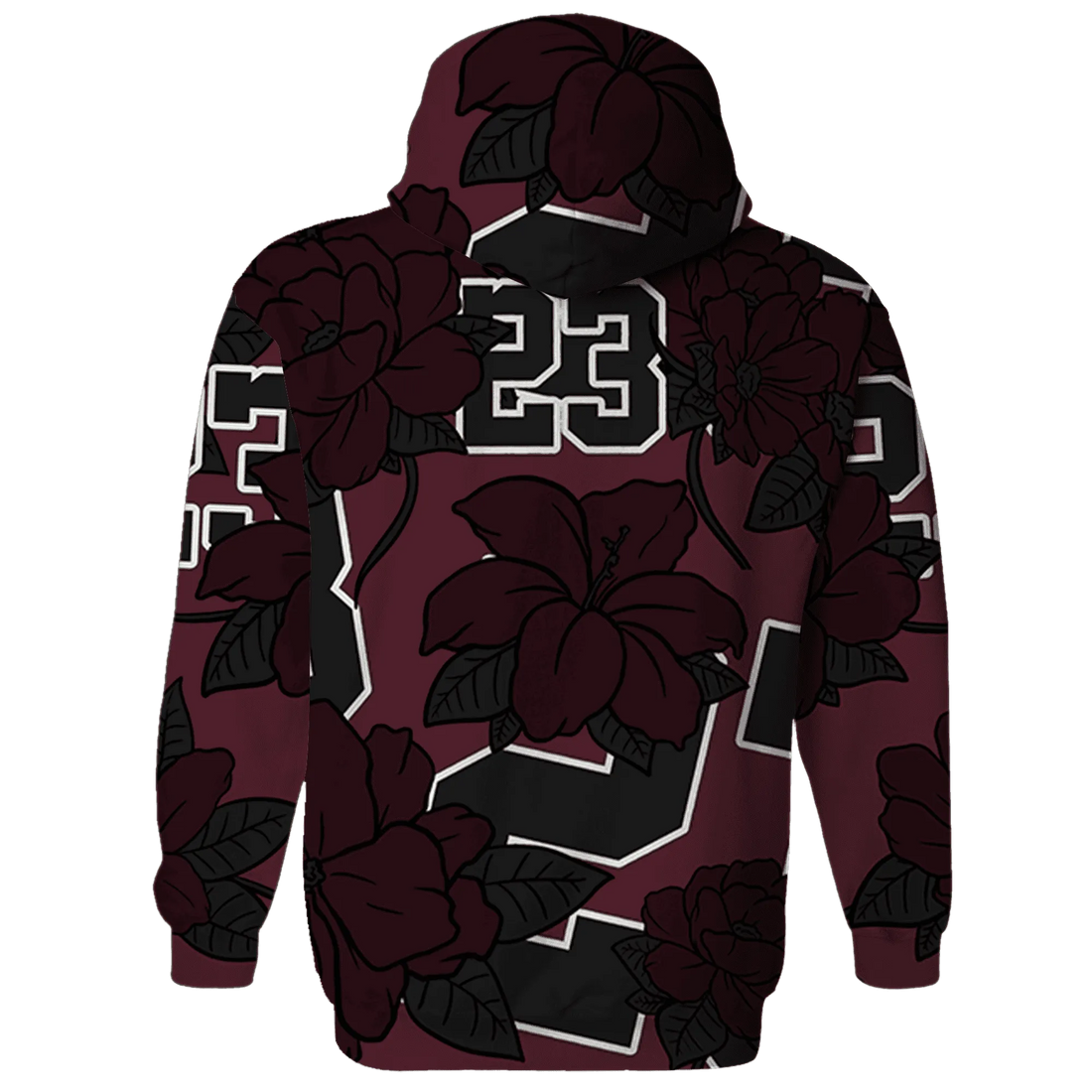 VaporMax-Night-Maron-Burgundy-Hoodie-Match-23-Floral-3D-Flower