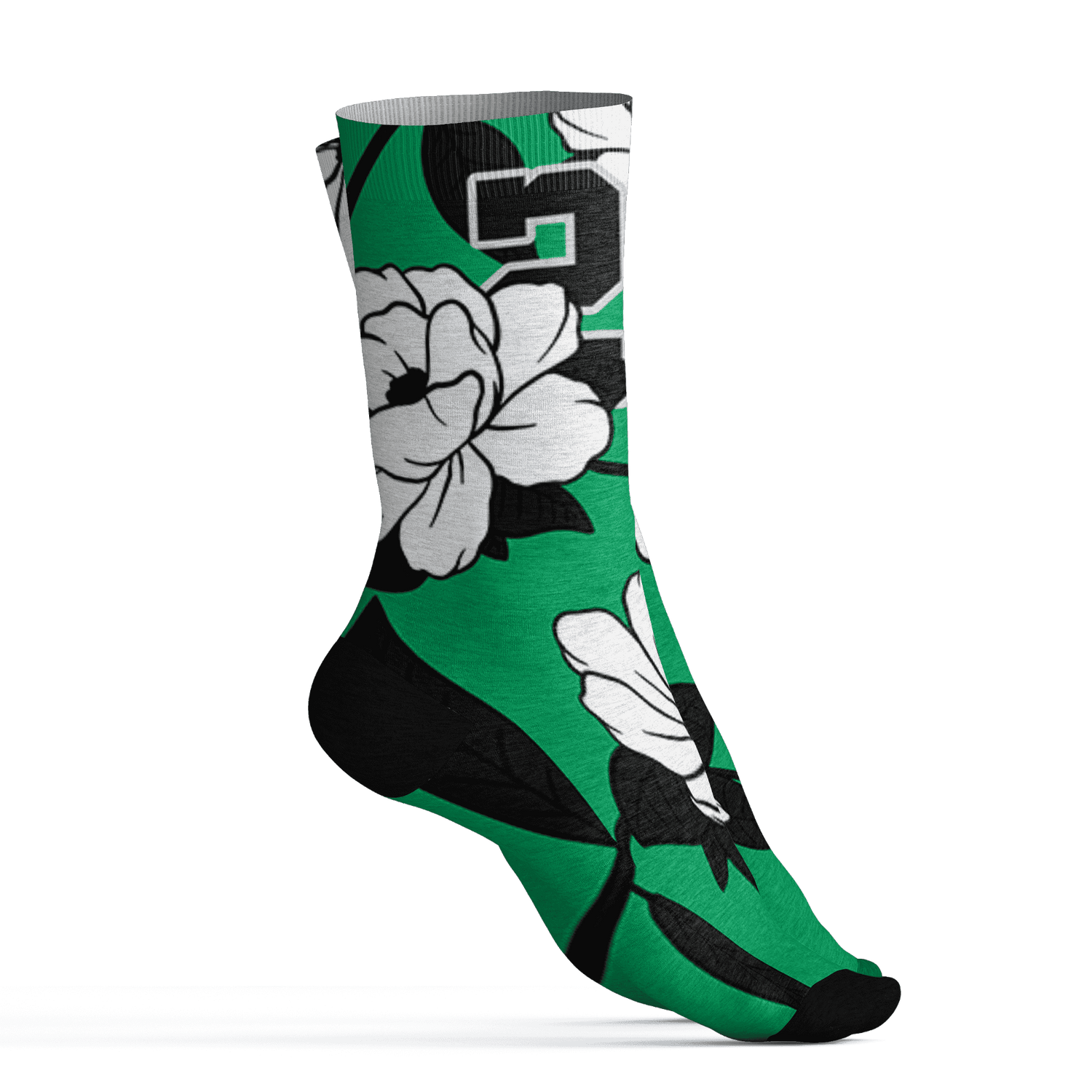Lucky Green 5s Socks Match 23 Floral 3D All-Over Print Flowers - NastyJamz