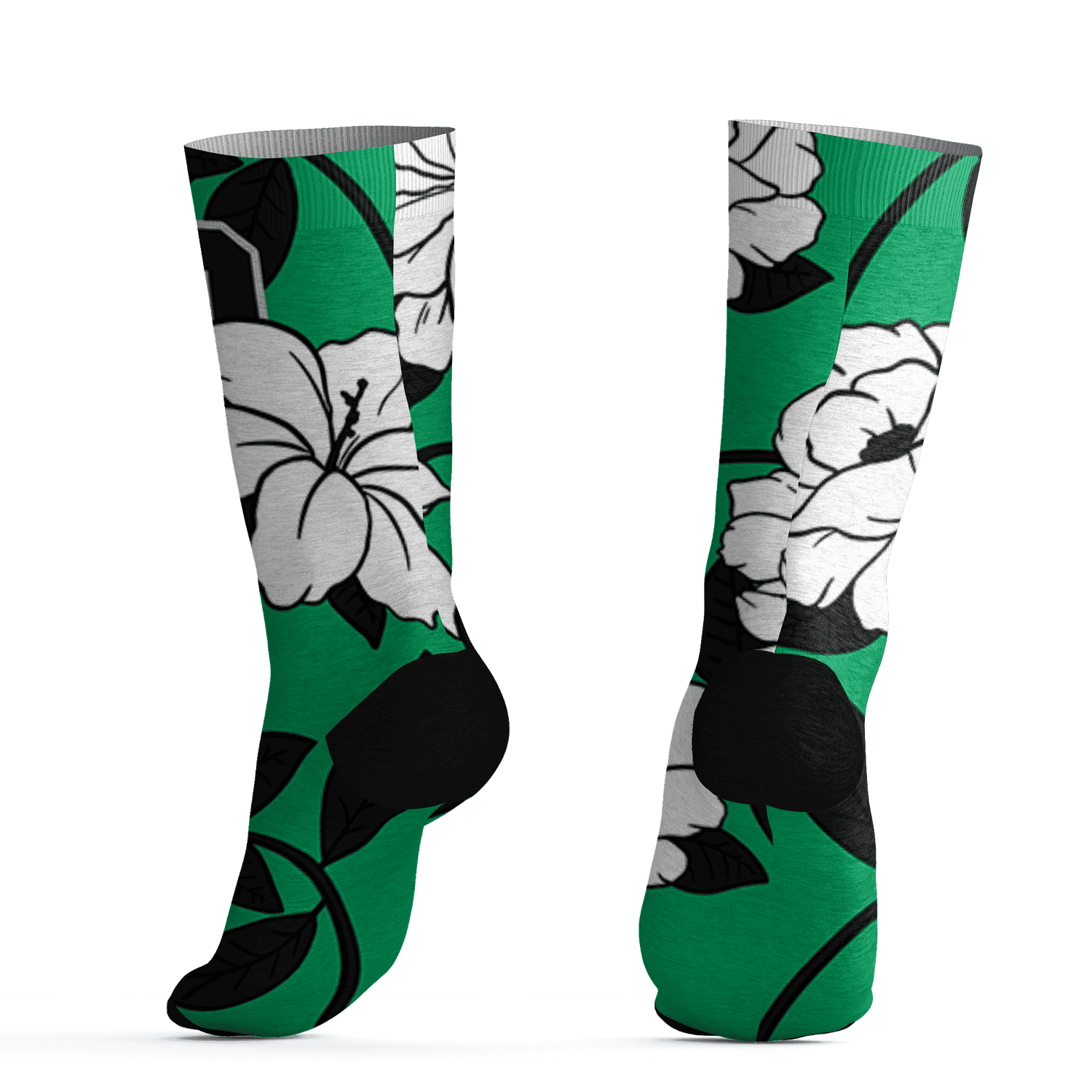 Lucky Green 5s Socks Match 23 Floral 3D All-Over Print Flowers - NastyJamz