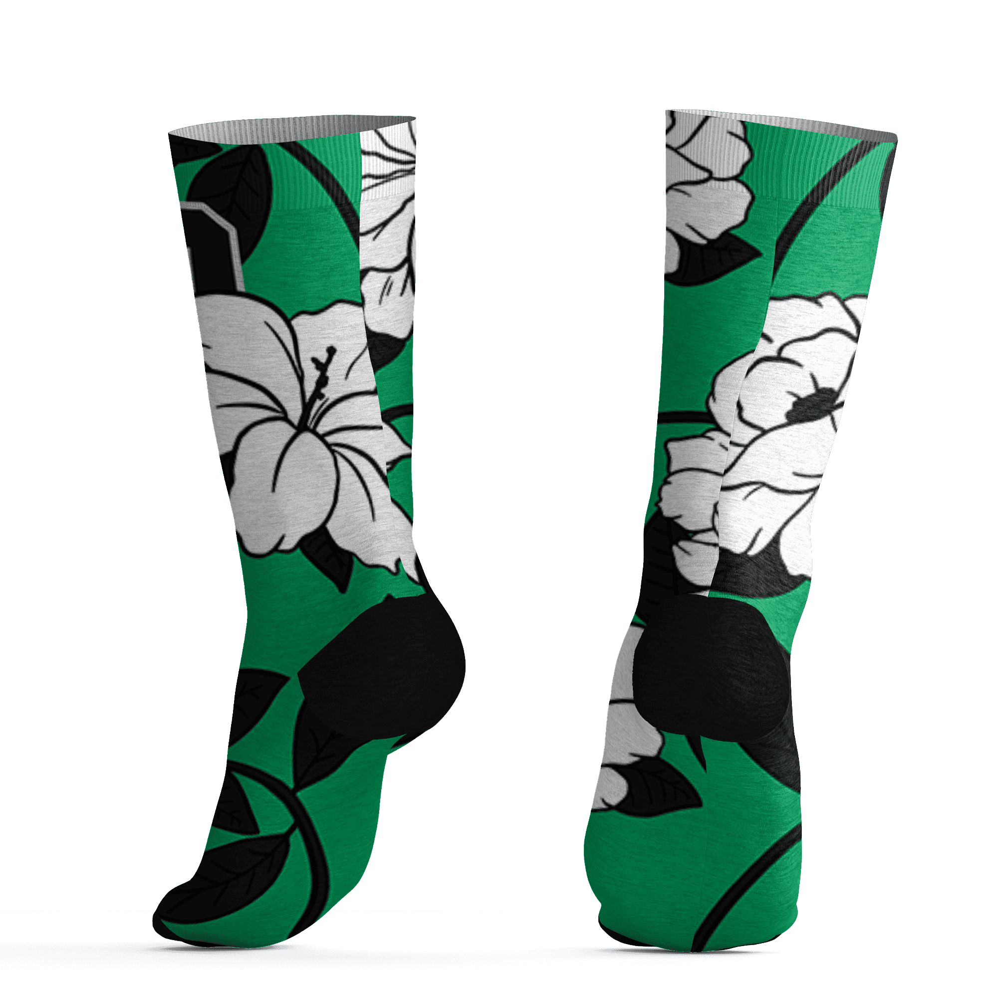 Lucky Green 5s Socks Match 23 Floral 3D All-Over Print Flowers - NastyJamz