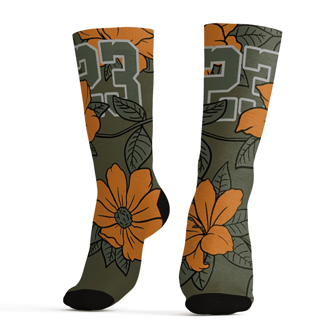 Olive 5s Socks Match 23 Floral 3D All-Over Print Flowers - NastyJamz