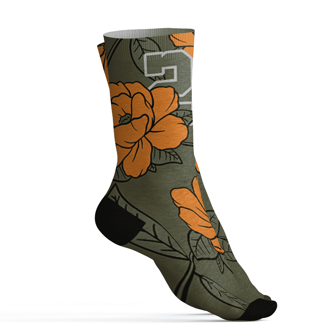 Olive 5s Socks Match 23 Floral 3D All-Over Print Flowers - NastyJamz